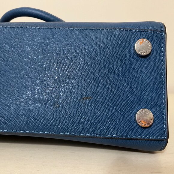 Michael Kors Selma Medium Studded Blue Saffiano Leather Crossbody Handbag - Picture 10 of 15